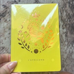 Yellow, Gold and Rose Gold Foil Capricorn The Goat Notebook 4”x6”